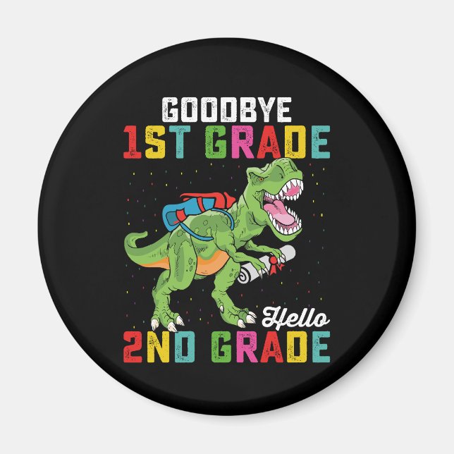 Farväl 1:a klass Hej 2:a klass T Rex Dinosaurie Magnet (Framsidan)