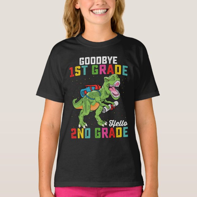 Farväl 1:a klass Hej 2:a klass T Rex Dinosaurie Shirt (Framsida)