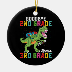 Farväl 2:a klass Hej 3:e klass T Rex Dinosaurie Julgransprydnad Keramik