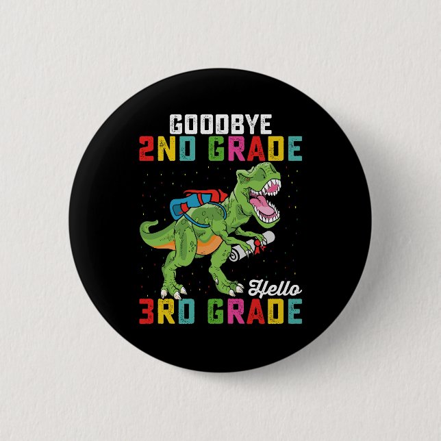 Farväl 2:a klass Hej 3:e klass T Rex Dinosaurie Knapp (Framsida)