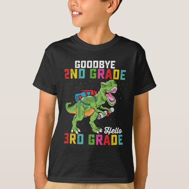Farväl 2:a klass Hej 3:e klass T Rex Dinosaurie Shirt (Framsida)