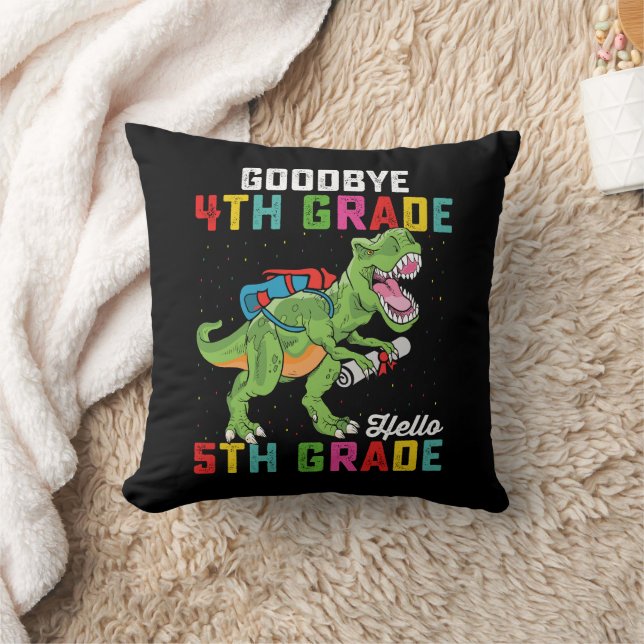 Farväl 4:e klass Hej 5:e klass T Rex Dinosaurie Kudde (Filt)