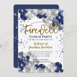 Farväl, adjö Pension Blue Silver Guld Inbjudningar