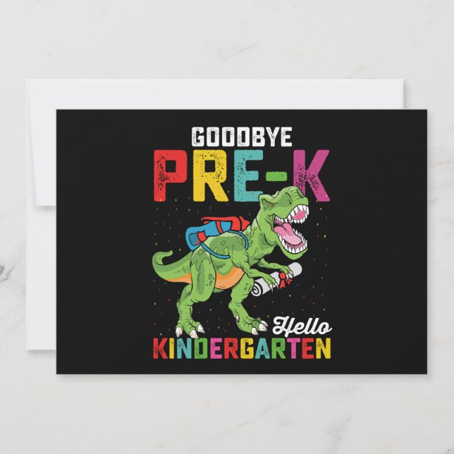 Farväl förskola, hej förskoleklass T-Rex skola Inbjudningar (Framsida)