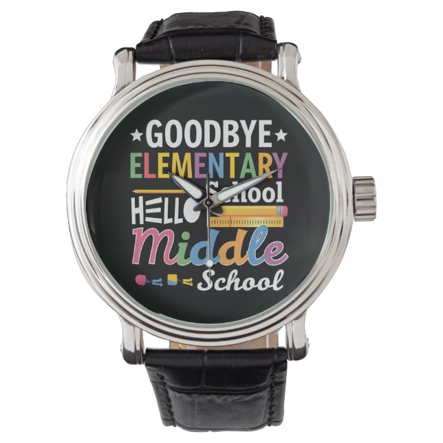 Farväl grundskola Hej mellanstadiet Armbandsur (Framsida)