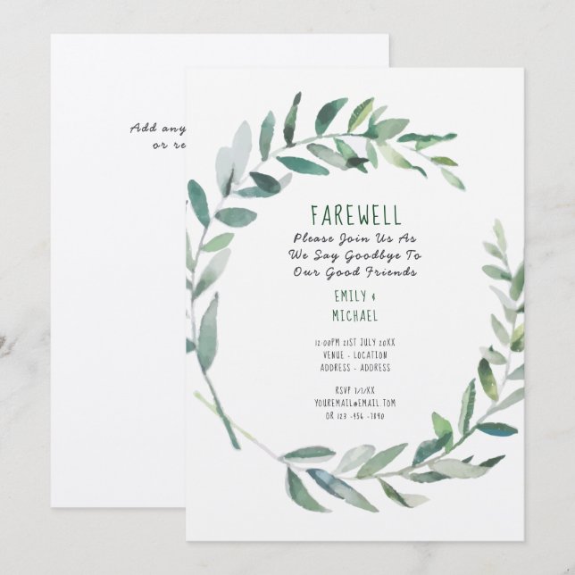 Farväl Lämnande partiinbjudan Kraft Rustic Art Inbjudningar (Fram/baksida)