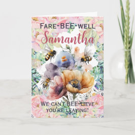 Farväl Lämnar Blommigt Bee Kort