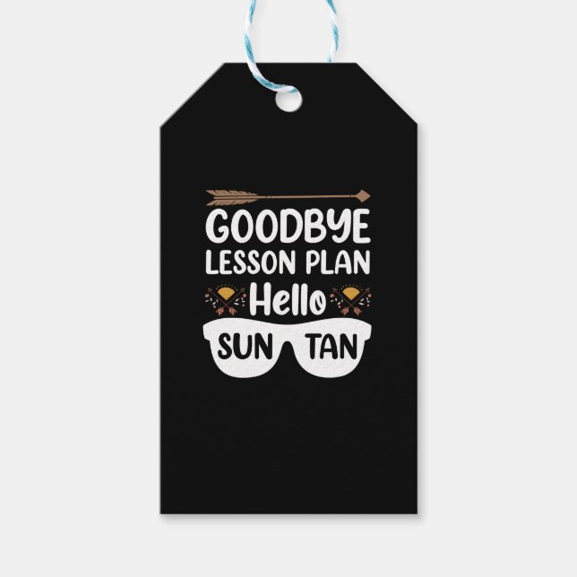 Farväl lektionsplaner Hej solbränna Lärare sommar Presentetikett (Framsidan)