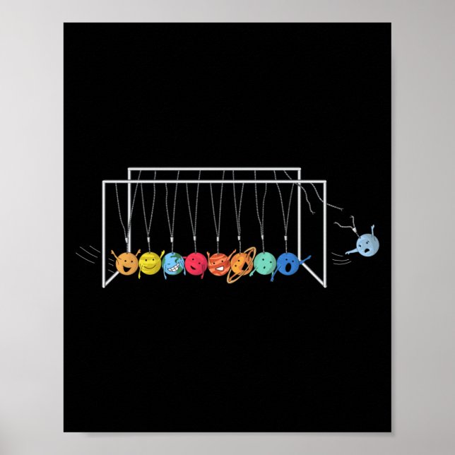 Farväl Pluto Rolig Sol System Planeter T Shirt  Poster (Framsidan)