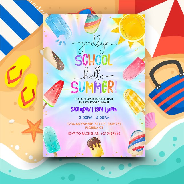 Farväl skola Hej sommar poolparty Inbjudningar (Skapare uppladdad)