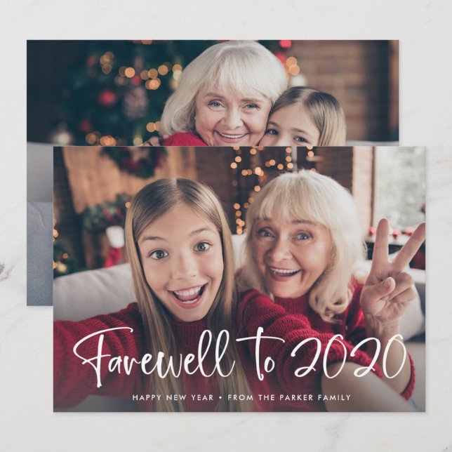 Farväl till 2020 | Gott nytt år 2021 Två Foto Julkort (Fram/baksida)