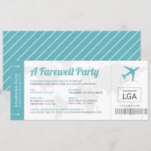 Farwell Party Travel Themme Boarding Pass Inbjudan