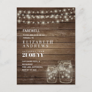 Farwell Rustic Mason Burk Ljus Adjö Budget Helg Vykort