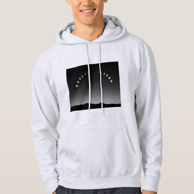 Fas i måne, monokroma stil. hoodie (Framsida)