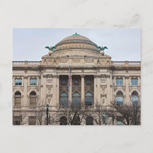fasad av milwaukee public bibliotek postc vykort