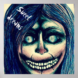 Fasakonstaffisch - kuslig grina clownkvinna poster