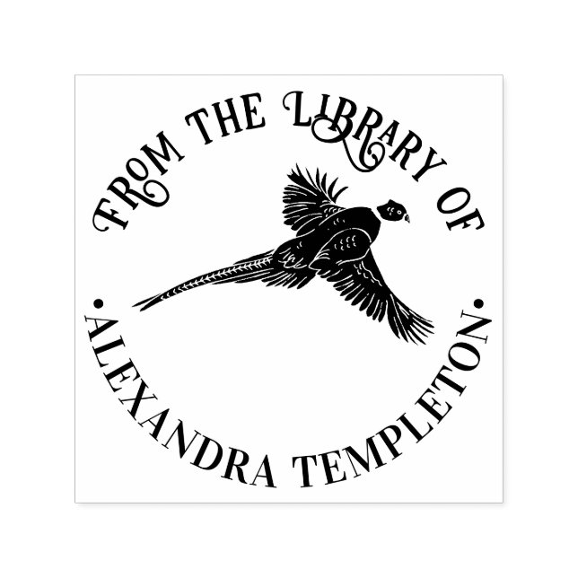 Fasan Fågel Bok Namn Självfärgande Stämpel (Design)