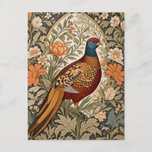 Fasan Vintage Blommig William Morris Inspirerad Vykort