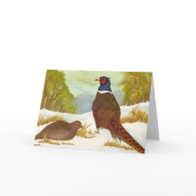 Fasaner i Hälsning-kortet i Snö