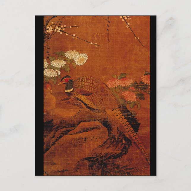 Fasaner och blommor_Orienten Vykort (Framsida)