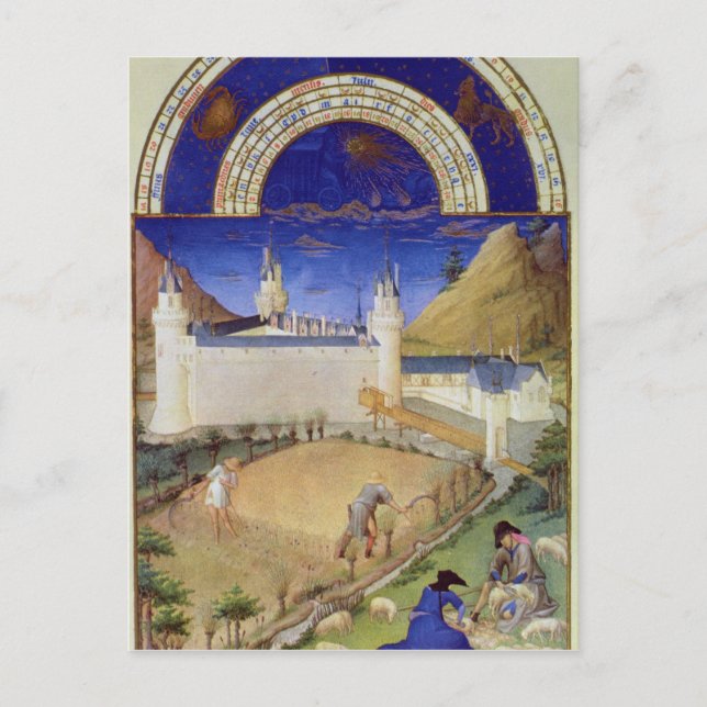 Fascimil från juli: Skörd och får Vykort (Framsida)