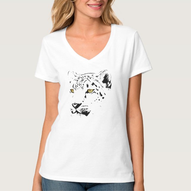 Fascinerande Kattdjur V-nacke T-Shirt (Framsida)