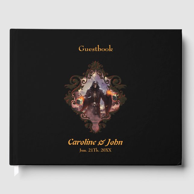 Fascinerande och mystiskt scenario för ett skelett gästböcker (Framsida)