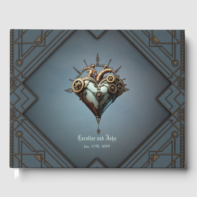Fascinerande steampunk-hjärta gästböcker (Framsida)