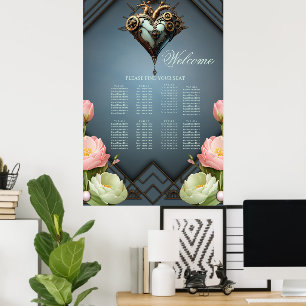 Fascinerande steampunk-hjärta poster