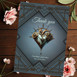 Fascinerande steampunk-hjärta tack kort