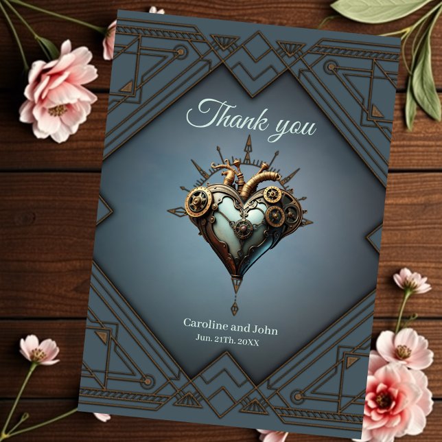 Fascinerande steampunk-hjärta tack kort (Skapare uppladdad)