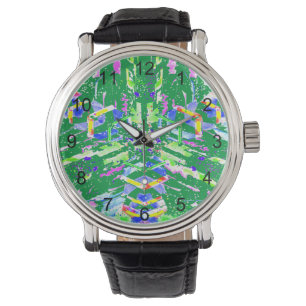 Fascinering av digitalkonst i ljusa färger armbandsur