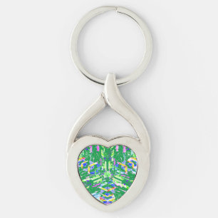 Fascinering av digitalkonst i ljusa färger twisted heart silverfärgad nyckelring