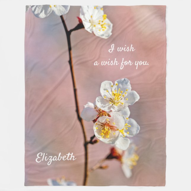 Fascinering av japansk Apricot Flower Fleecefilt (Framsidan)