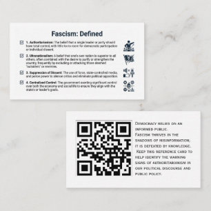 Fascism Definierat: Anpassat Rallyhandout med QR-k Visitkort