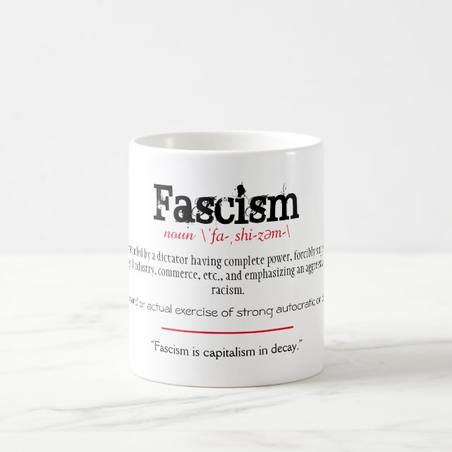 Fascism Definition av det politiska Påstående Röda Kaffemugg (Center)
