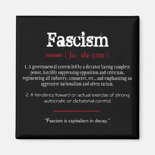 Fascism Definition av det politiska Påstående Röda Magnet (Framsidan)