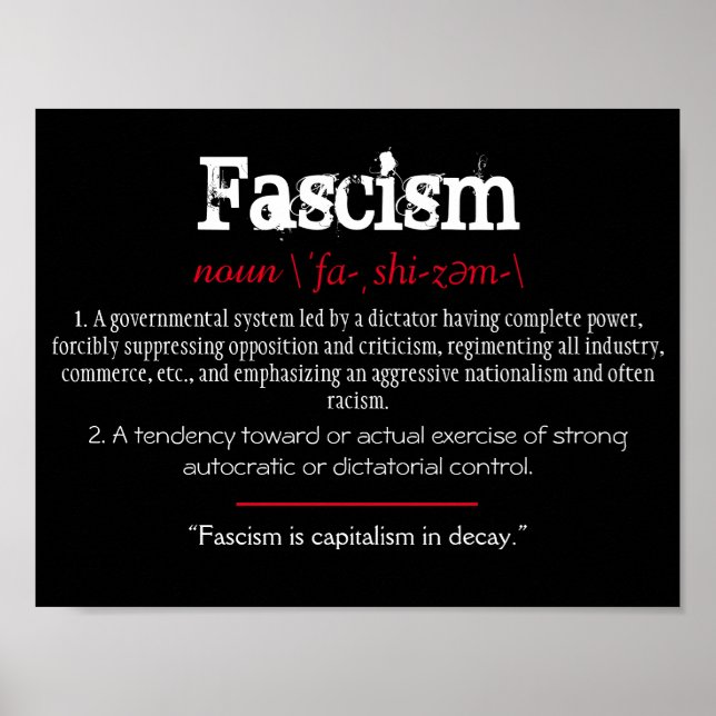 Fascism Definition av det politiska Påstående Röda Poster (Framsidan)