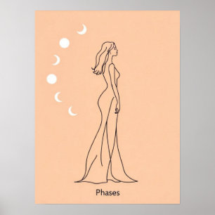 Faser - feminin Måne Cycle Line Art Poster