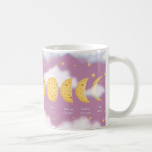 Faser i Lunardiagrammet över Ost Måne Rosa Himmel Kaffemugg