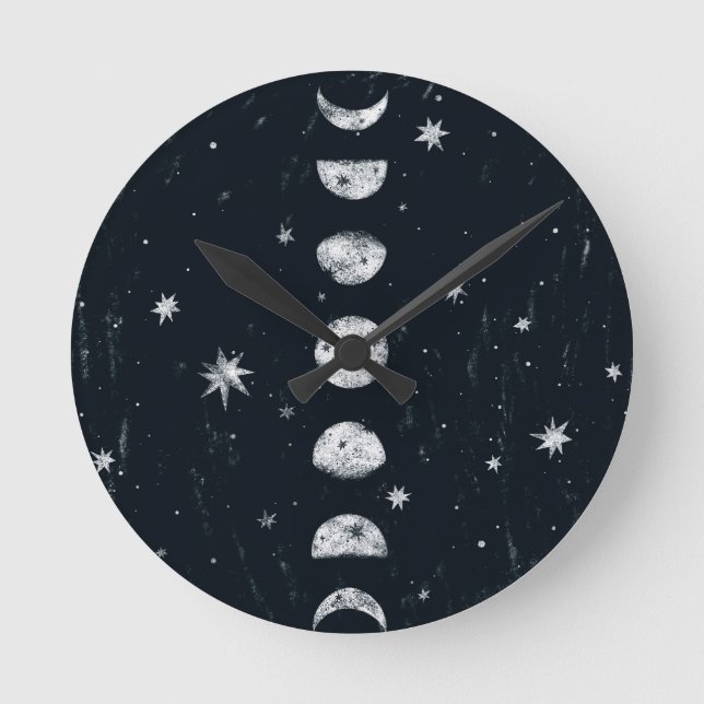 Faser i måne-låret med akrylvägg rund klocka (Framsida)
