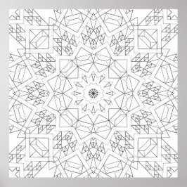 Fasetterad Kristall Mandala Geometrisk Färgkonst Poster