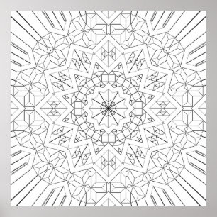 Fasetterad Stjärnexplosion Geometrisk Mandala Möns Poster
