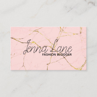 fashion blogger marble modern pink business card visitkort
