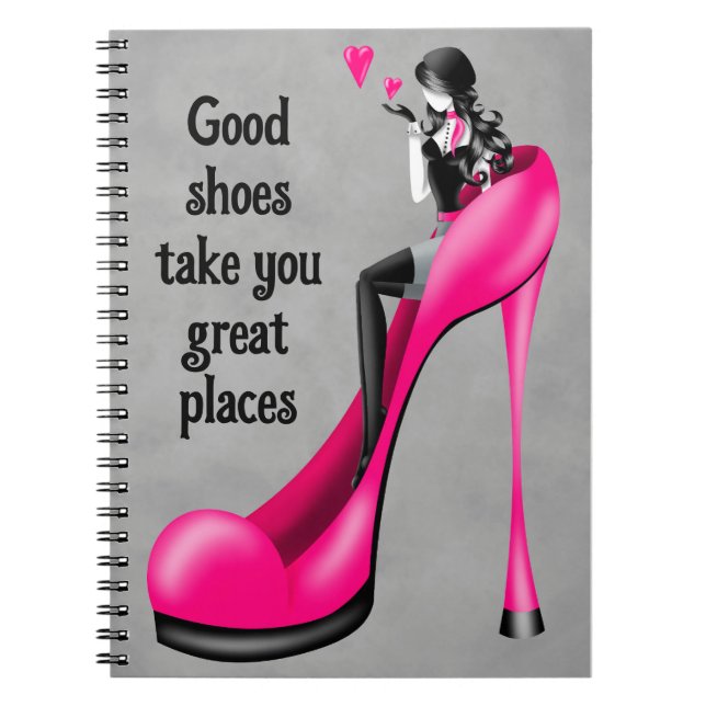 Fashion Diva in Stiletto   pink Anteckningsbok (Framsidan)