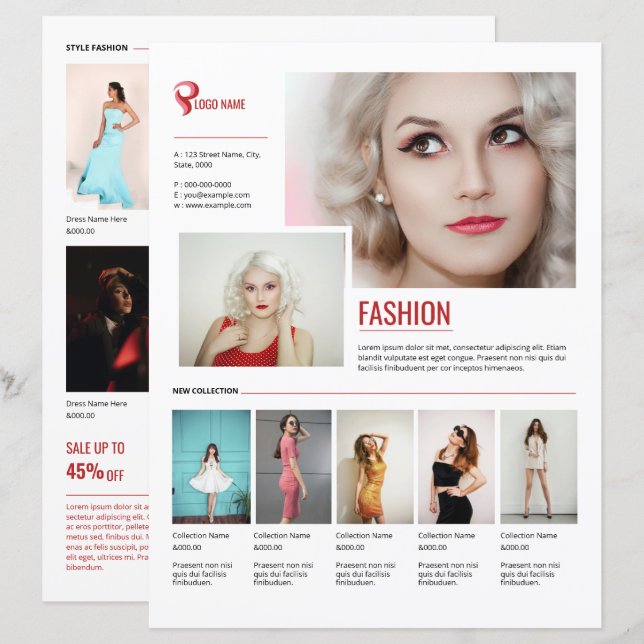 Fashion Product Promotion Flyer Template (Fram/baksida)