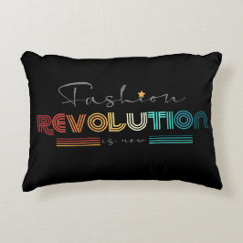 Fashion Revolution Retro Typografisk Svart Akryl Prydnadskudde