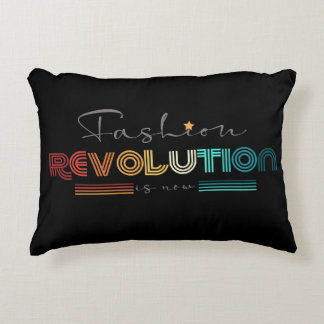 Fashion Revolution Retro Typografisk Svart Akryl Prydnadskudde