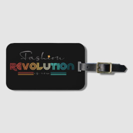 Fashion Revolution Retro Typografisk Svart Bagage Bagagebricka