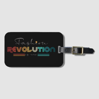 Fashion Revolution Retro Typografisk Svart Bagage Bagagebricka